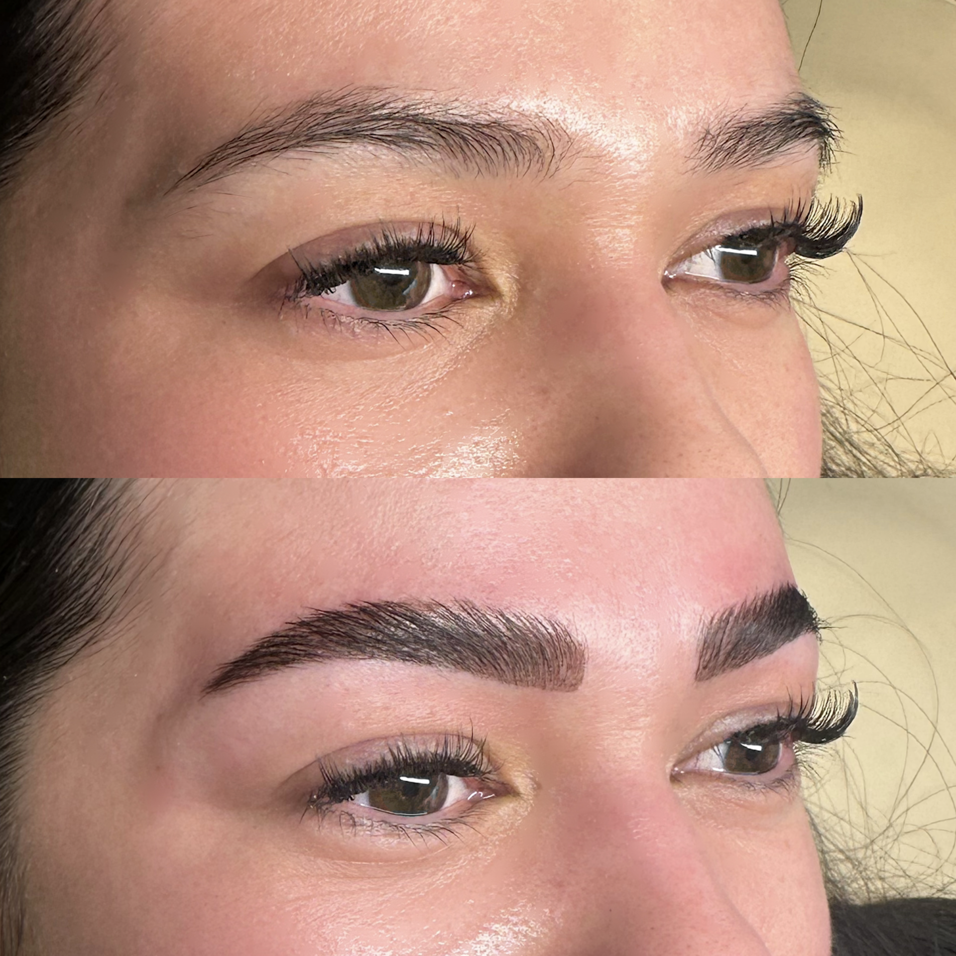 Brow before and after at Maison Kieu Beauté
