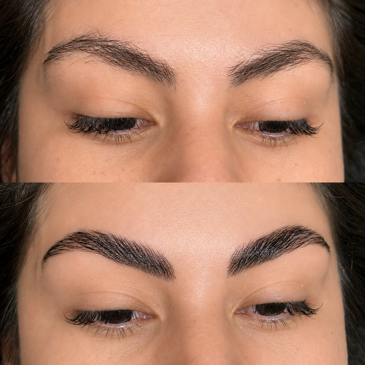 Brow before and after at Maison Kieu Beauté