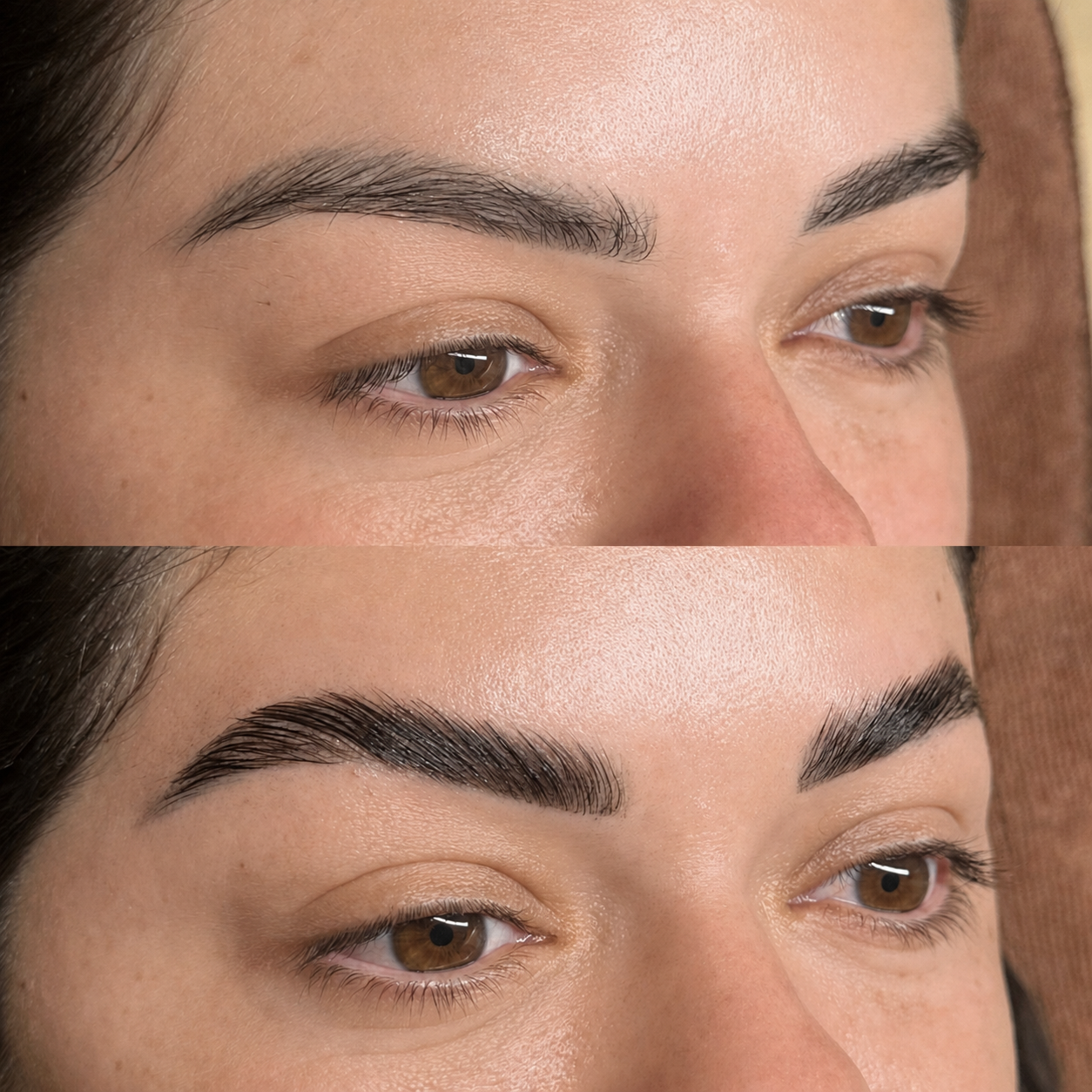 Brow before and after at Maison Kieu Beauté