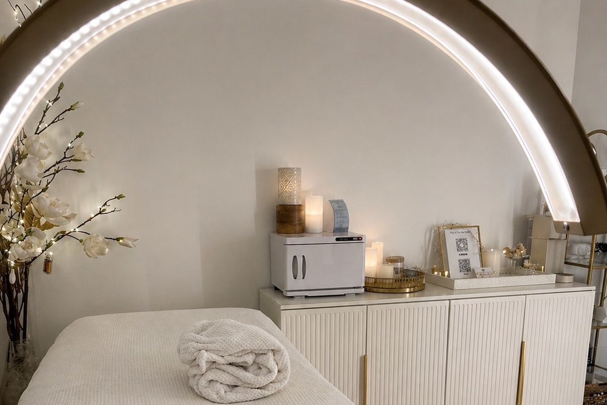 The private treatment studio at Maison Kieu Beauté, Newport Beach